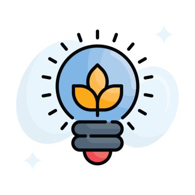 Eko ampul vektörü taslak simge biçimi illüstrasyonunu doldurdu. EPS 10 dosyası