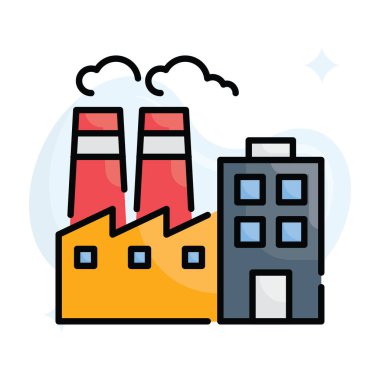 Eko endüstri vektörü taslak simge biçimi illüstrasyonunu doldurdu. EPS 10 dosyası