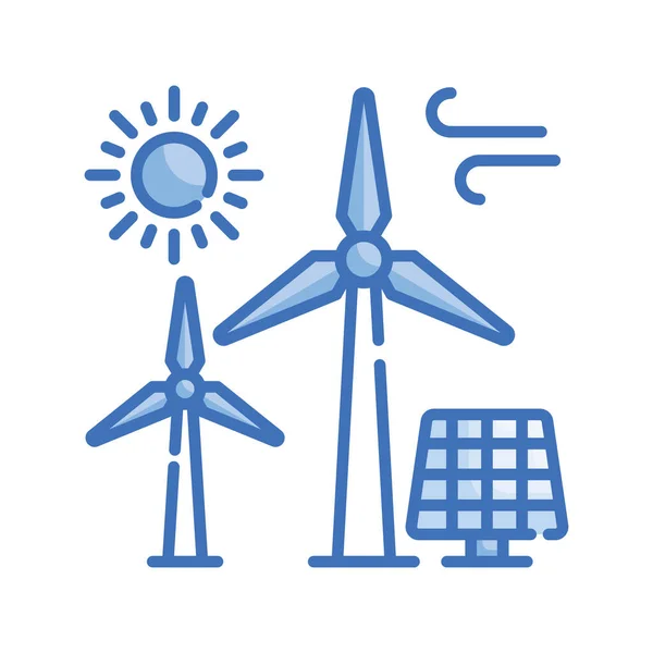Ανανεώσιμες Πηγές Ενέργειας Διάνυσμα Μπλε Σειρά Εικόνα Στυλ Αρχείο Eps — Διανυσματικό Αρχείο