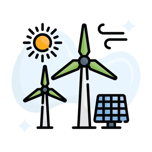 Ανανεώσιμη Ενέργεια Διάνυσμα Γεμάτη Εικόνα Περίγραμμα Στυλ Αρχείο Eps — Διανυσματικό Αρχείο