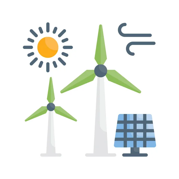 Ανανεώσιμη Ενέργεια Διάνυσμα Επίπεδη Εικόνα Στυλ Εικονίδιο Αρχείο Eps — Διανυσματικό Αρχείο