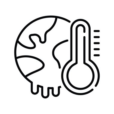 Küresel ısınma vektörü ana hatları simge stili illüstrasyonu. EPS 10 dosyası