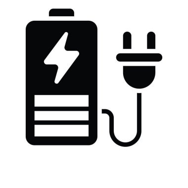 Batarya vektörü Katı simge biçimi illüstrasyonu. EPS 10 dosyası