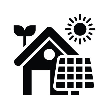 Eko ev vektörü Solid simge biçimi illüstrasyonu. EPS 10 dosyası