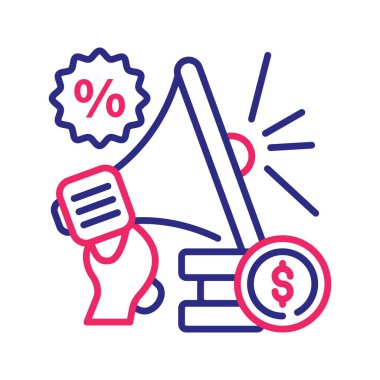 vergi tanıtım vektörü 2 renk simgesi çizimi. EPS 10 Dosyası