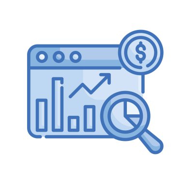 Gelir arama vektörü Mavi serisi simge biçimi illüstrasyonu. EPS 10 Dosyası