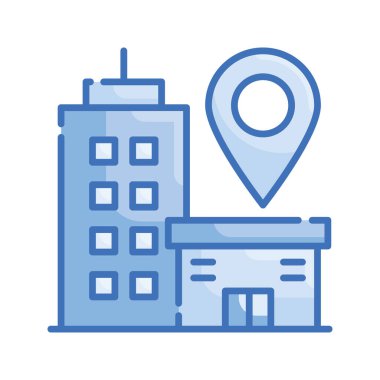 iş yeri konumu vektörü Mavi serisi simge biçimi illüstrasyonu. EPS 10 Dosyası