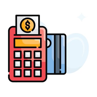 Atm ödeme vektörü ana hatlı simge biçimi illüstrasyonunu doldurdu. EPS 10 Dosyası