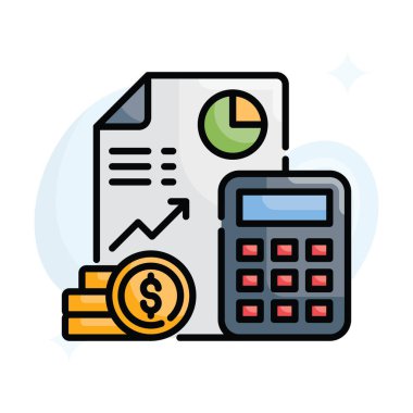 finansman hesaplama vektörü ana hatlı simge biçim illüstrasyonunu doldurdu. EPS 10 Dosyası