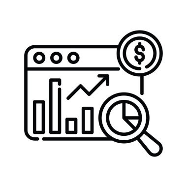 Gelir arama vektörü ana hatları simge biçimi illüstrasyonu. EPS 10 Dosyası