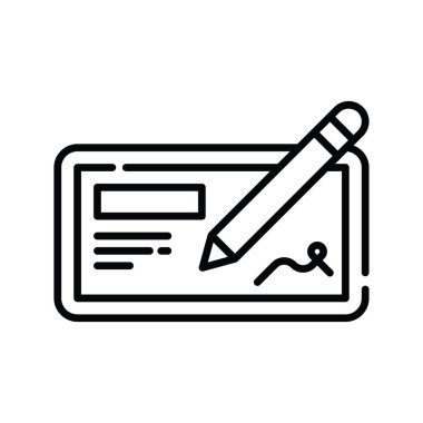 Çek defteri vektör ana hatları simge biçimi illüstrasyonu. EPS 10 Dosyası