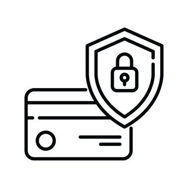 ödeme güvenlik vektörü ana hatları simge biçimi illüstrasyonu. EPS 10 Dosyası