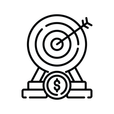 Finansal hedef vektör ana hatları simge biçimi illüstrasyonu. EPS 10 Dosyası
