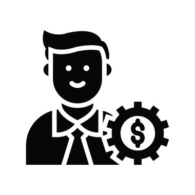 Hesap yöneticisi vektör katı simge biçimi illüstrasyonu. EPS 10 Dosyası