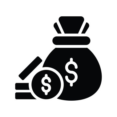 Para toplama vektörü katı simge biçimi illüstrasyonu. EPS 10 Dosyası