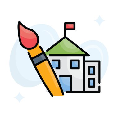 Liberal sanatlar fakültesi vektörü taslak simge stili illüstrasyonunu doldurdu. EPS 10 dosyası