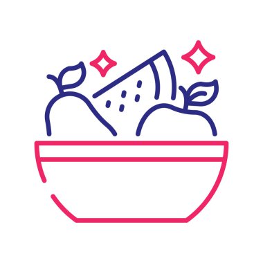 Yiyecek hijyen vektörü 2 renk çizgisi ikonu çizimi. EPS 10 dosyası