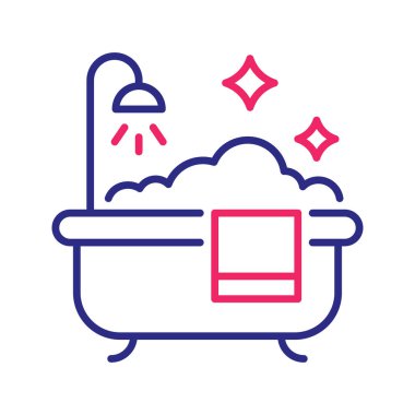 Duş banyosu vektörü 2 renk çizgisi resimleme. EPS 10 dosyası