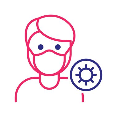 Solunum Maskesi 2 renk çizgisi simgesi çizimi. EPS 10 dosyası