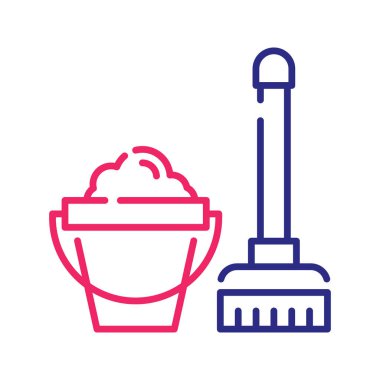 Temizleme vektörü 2 renk çizgisi simgesi çizimi. EPS 10 dosyası