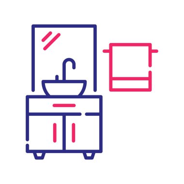 Tuvalet hijyen vektörü 2 renk çizgisi ikonu çizimi. EPS 10 dosyası