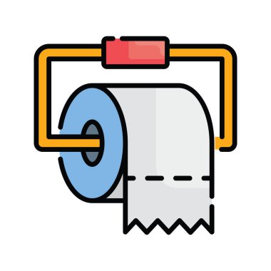 Tuvalet Kağıdı Vektörü ana hatlı simge biçimi illüstrasyonu. EPS 10 dosyası