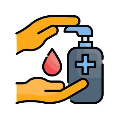 El dezenfektanı vektörü ana hatları simge stili illüstrasyonunu doldurdu. EPS 10 dosyası