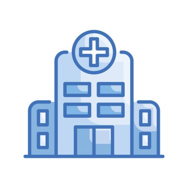 Hastane vektörü Blue serisi ikon stili illüstrasyon. Eps 10 dosyası