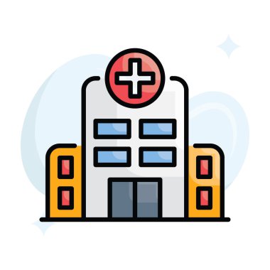 Hastane vektörü taslak simge biçimi illüstrasyonunu doldurdu. Eps 10 dosyası