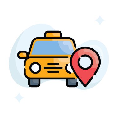 Taksi vektörü ana hatlı simge biçimi illüstrasyonunu doldurdu. Eps 10 dosyası