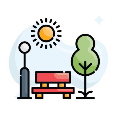 Park vektörü taslak simge biçimi illüstrasyonunu doldurdu. Eps 10 dosyası