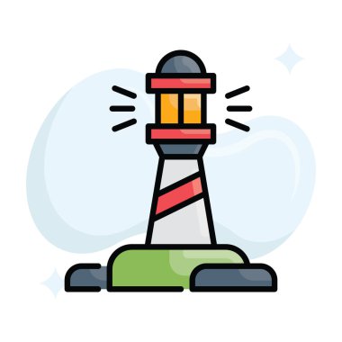 Light House vektörü ana hatları simge biçimi illüstrasyonunu doldurdu. Eps 10 dosyası