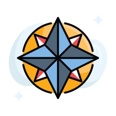 Rüzgar gül vektörü ana hatları simge biçimi illüstrasyonunu doldurdu. Eps 10 dosyası