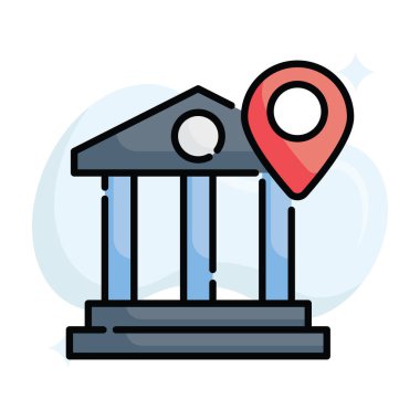 Banka vektörü ana hatlı simge biçimi illüstrasyonunu doldurdu. Eps 10 dosyası