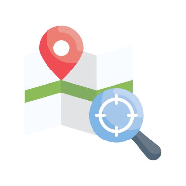 Harita arama vektörü Düz simge biçimi illüstrasyonu. Eps 10 dosyası