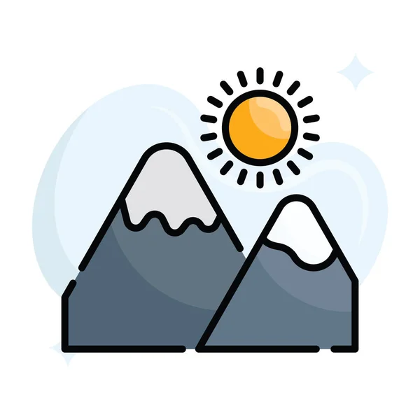 Montagnes Vectoriel Illustration Style Icône Contour Rempli Fichier Eps — Image vectorielle