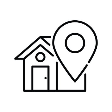 Ev Konumu vektör ana hatları simge biçimi illüstrasyonu. Eps 10 dosyası