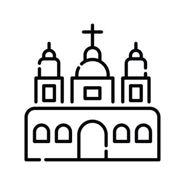 Kilise vektör ana hatları ikon stili illüstrasyonu. Eps 10 dosyası