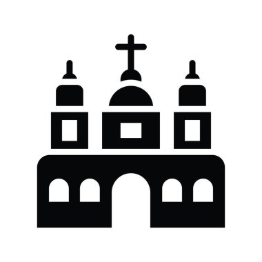 Kilise vektörü katı ikon tarzı illüstrasyon. Eps 10 dosyası