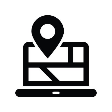 Harita konum vektörü katı simge biçimi illüstrasyonu. Eps 10 dosyası