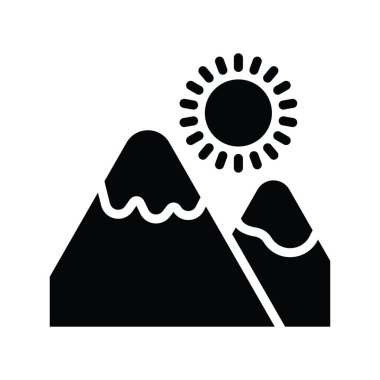 Dağlar, katı ikon biçimi illüstrasyonunu temsil eder. Eps 10 dosyası