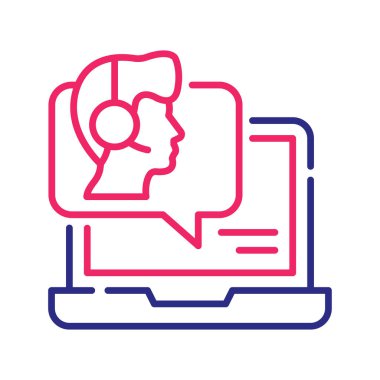 Çevrimiçi danışmanlık vektörü 2 renk çizgisi simgesi çizimi. EPS 10 dosyası