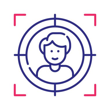 Müşteri odaklı vektör 2 renk çizgisi simgesi çizimi. EPS 10 dosyası