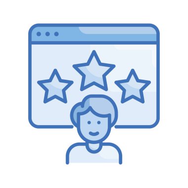 Müşteri tepki oranı vektör mavi serisi simge biçimi illüstrasyonu. EPS 10 dosyası