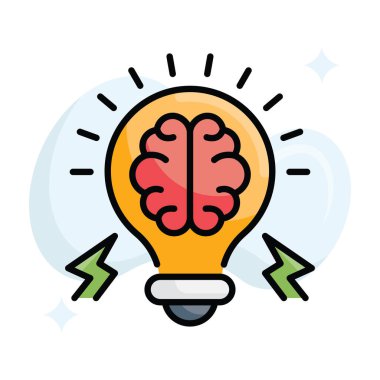 Beyin Gücü vektörü ana hatları simge biçimi illüstrasyonunu doldurdu. EPS 10 dosyası