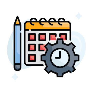 Zamanlama Planlama vektörü ana hatları simge biçimi illüstrasyonunu doldurdu. EPS 10 dosyası