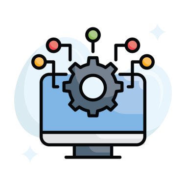 Sistem Bütünleşme vektörü ana hatlı simge biçimi illüstrasyonunu doldurdu. EPS 10 dosyası