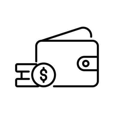 Cüzdan vektör ana hatları simge biçimi illüstrasyonu. EPS 10 dosyası