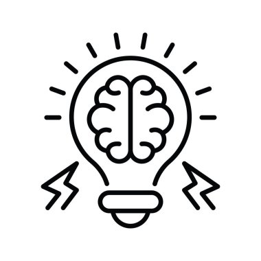 Beyin Gücü vektörü ana hatları simge biçimi illüstrasyonu. EPS 10 dosyası