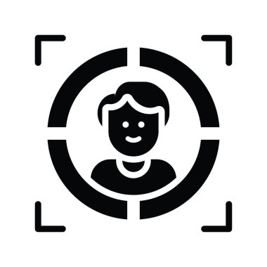 Müşteri odaklı vektör katı simge biçimi illüstrasyonu. EPS 10 dosyası